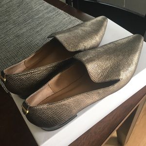 Gold Calvin Klein loafers